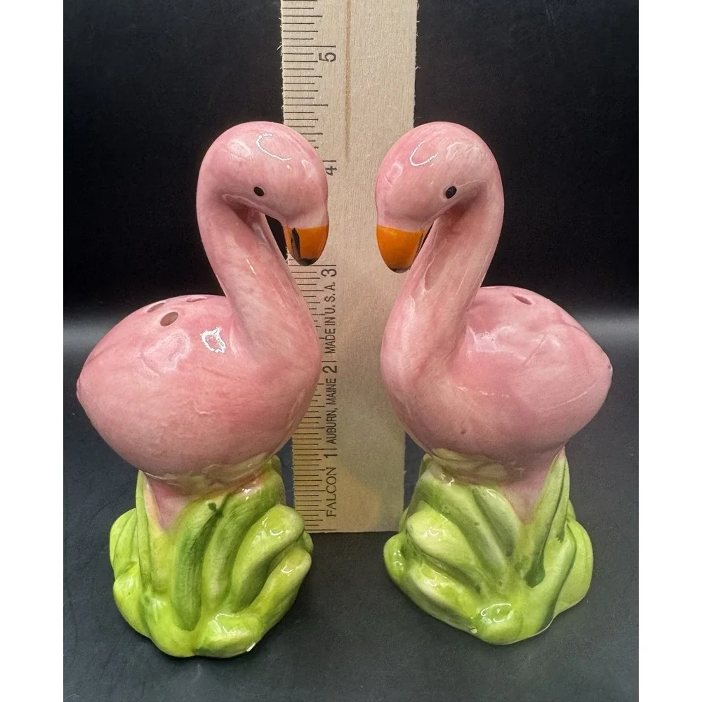 Pink Flamingos Porcelain Salt & Pepper Shakers 4.5